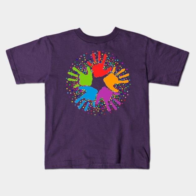 Unity Multi-Color Open Hands Kids T-Shirt by screamingfool